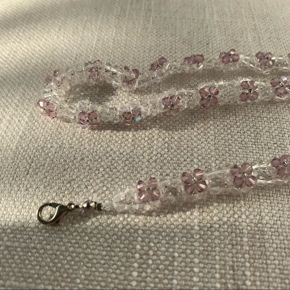 Swarovski Crystal Necklace Bracelet Ring Jewelry Set Lavender Clear - Picture 2 of 5